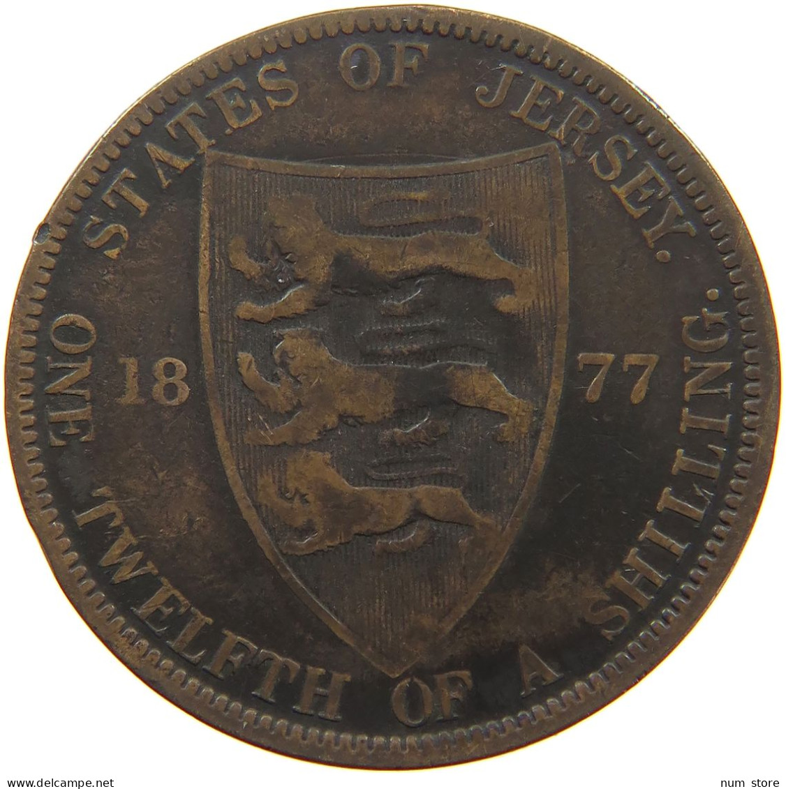 JERSEY 1/12 SHILLING 1877 Victoria 1837-1901 #a084 0001 - Jersey