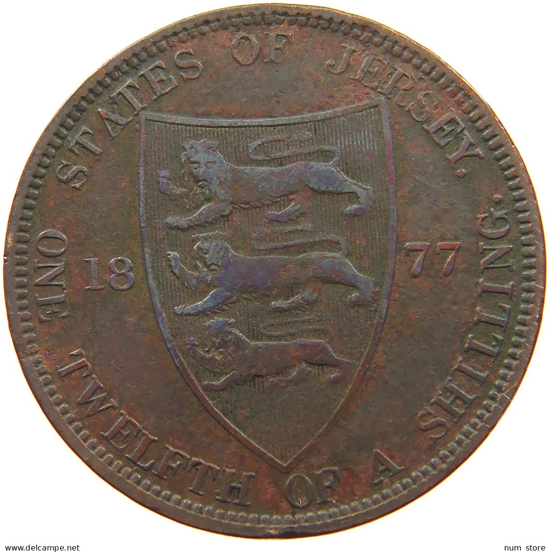 JERSEY 1/12 SHILLING 1877 Victoria 1837-1901 #a065 0535 - Jersey