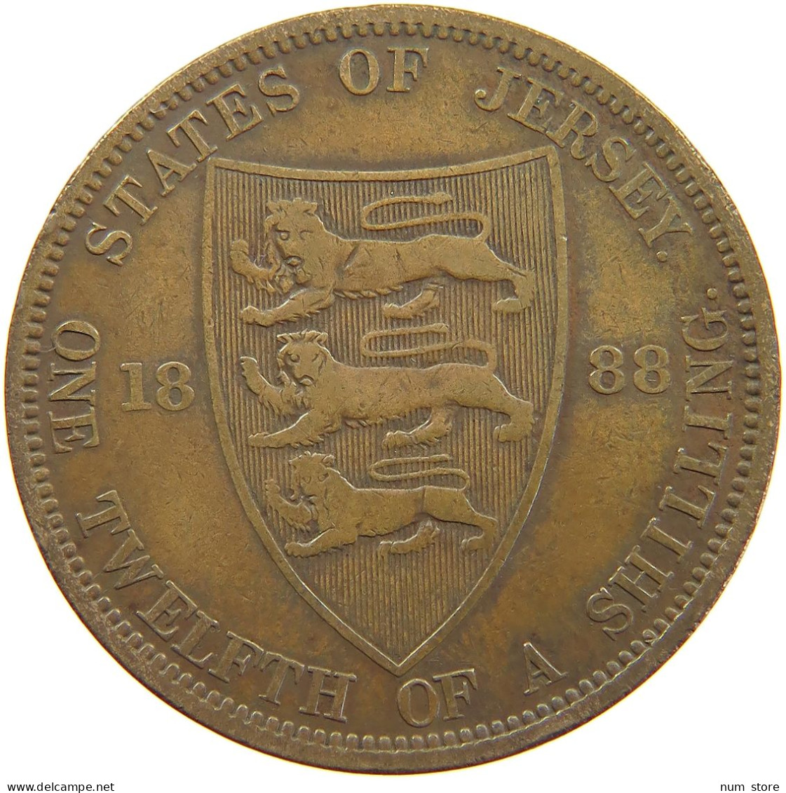 JERSEY 1/12 SHILLING 1888 Victoria 1837-1901 #a062 0291 - Jersey