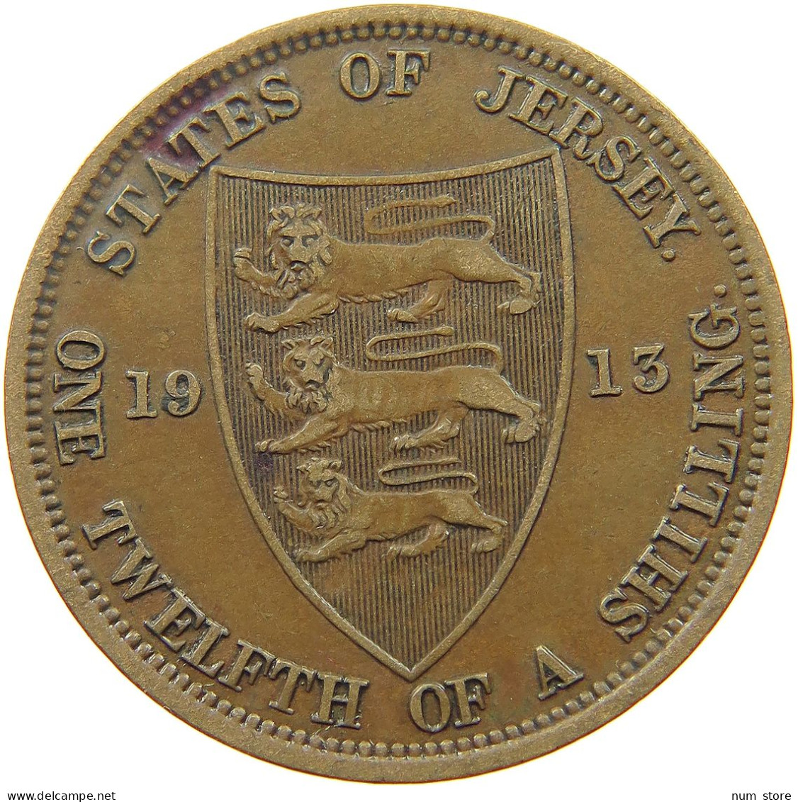 JERSEY 1/12 SHILLING 1913 George V. (1910-1936) #a009 0293 - Jersey