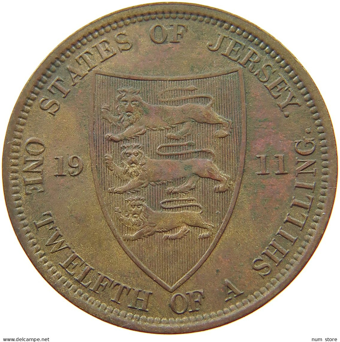 JERSEY 1/12 SHILLING 1911 George V. (1910-1936) #a008 0073 - Jersey