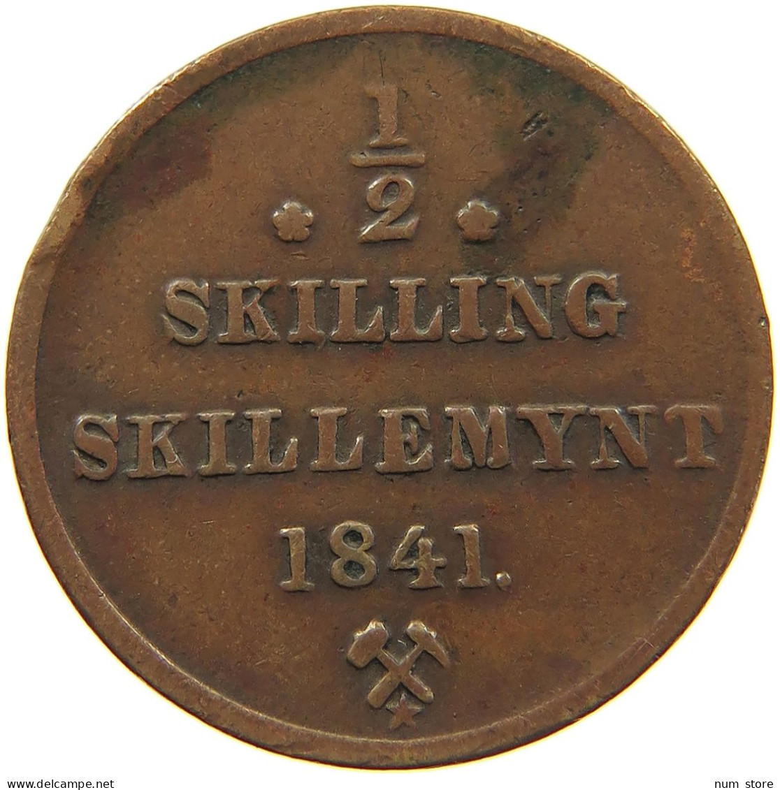 NORWAY 1/2 SKILLING 1841 Karl XIV. Johann (1818-1844) #c022 0247 - Norvège