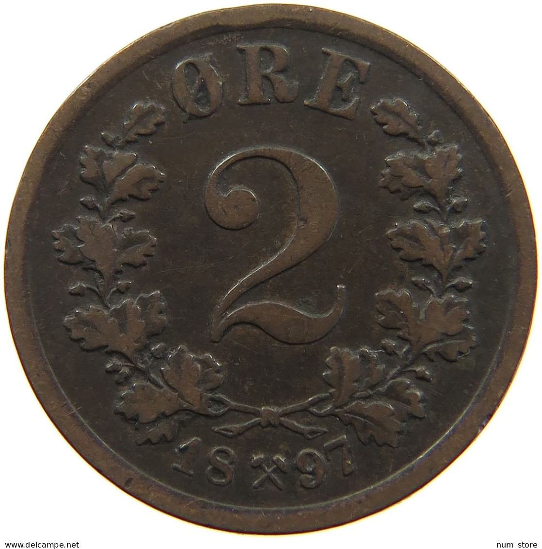 NORWAY 2 ÖRE 1897 Oscar II. (1872-1907) #a085 0523 - Norvège