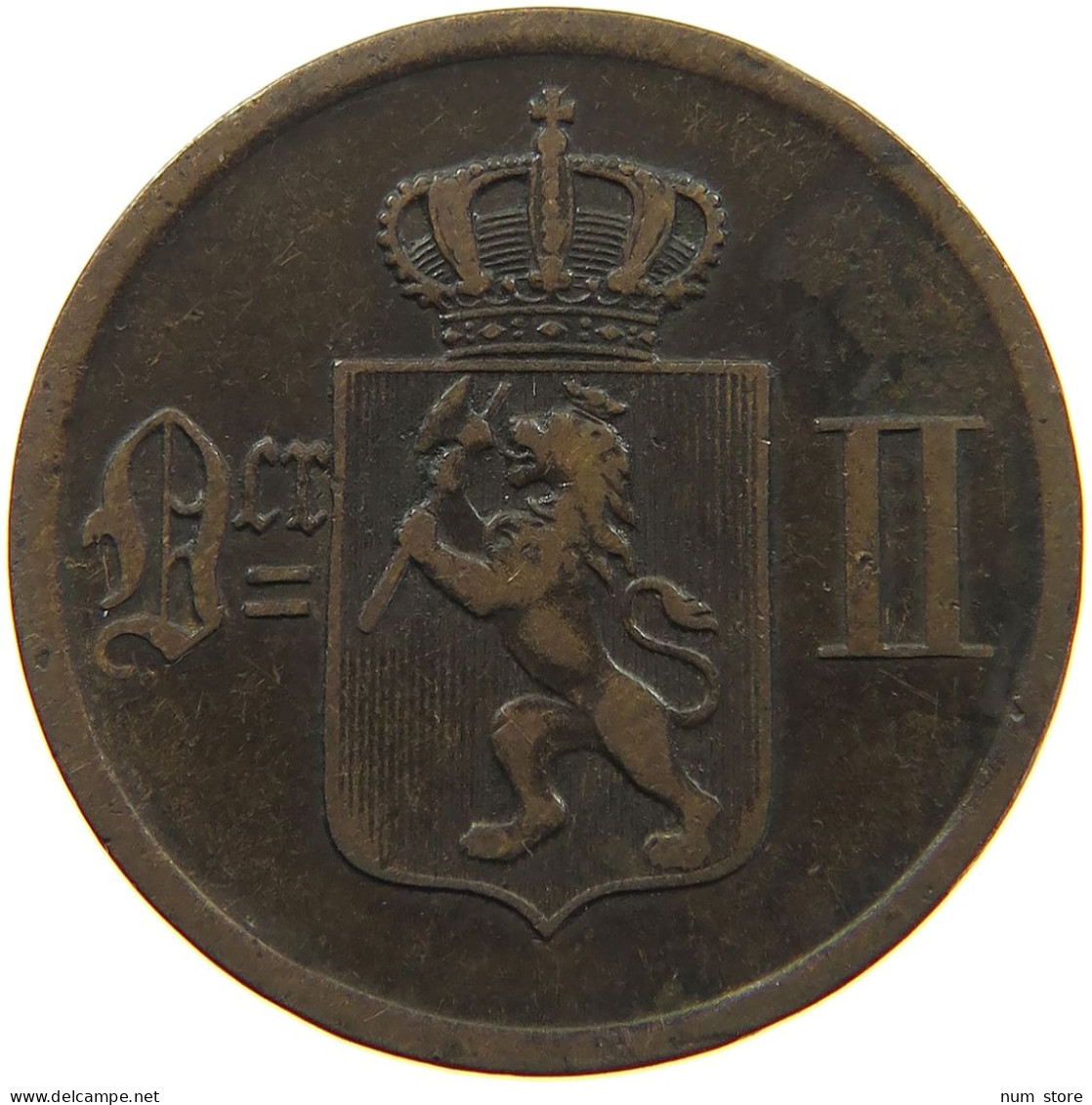 NORWAY 2 ÖRE 1876 Oscar II. (1872-1907) #a062 0683 - Norvège