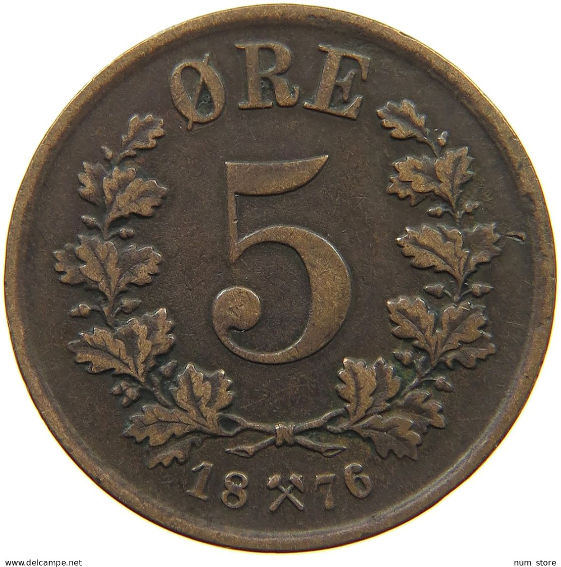 NORWAY 5 ÖRE 1876 Oscar II. (1872-1907) #a066 0147 - Norvège