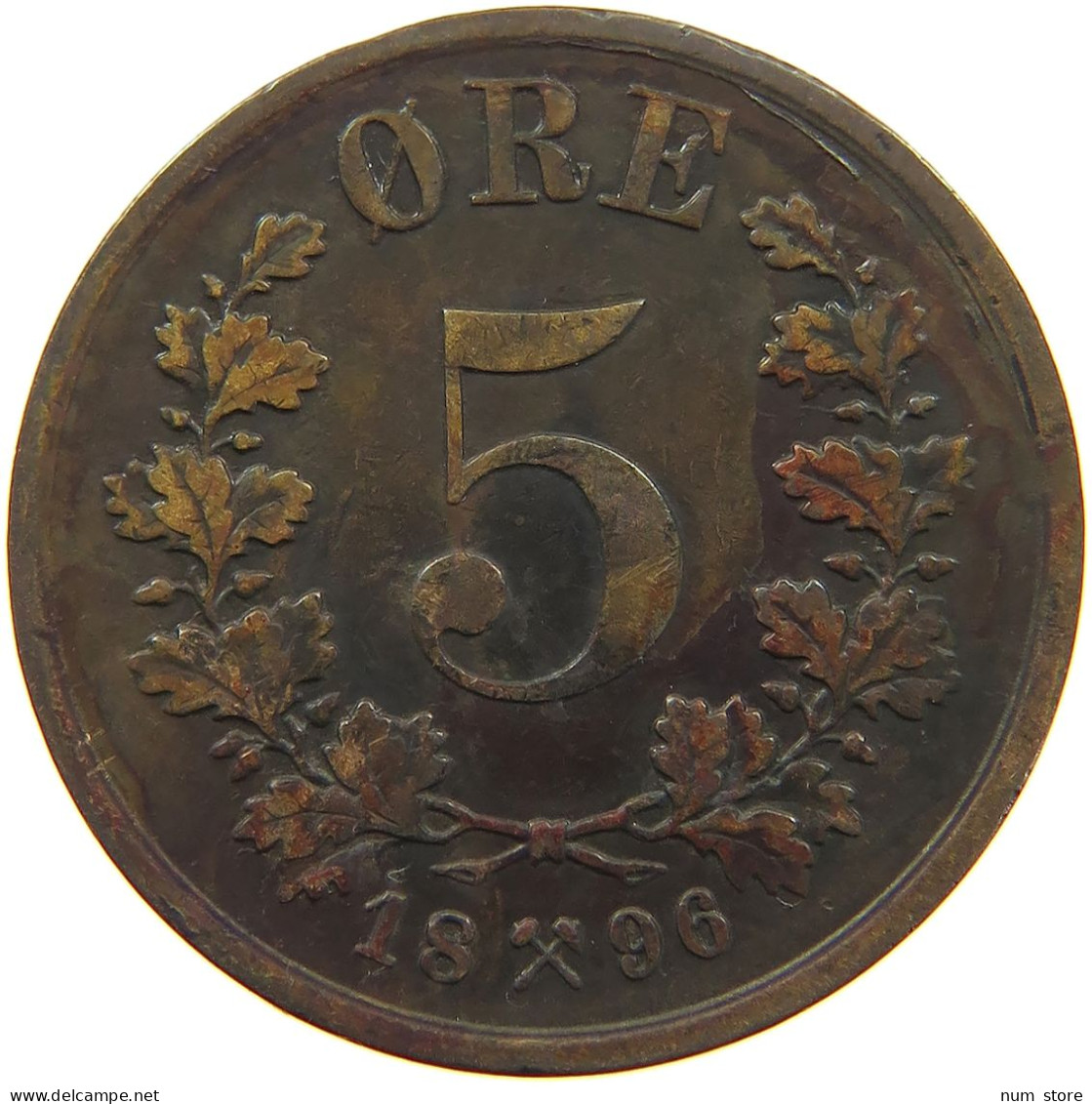 NORWAY 5 ÖRE 1896 Oscar II. (1872-1907) #a042 0035 - Norvège