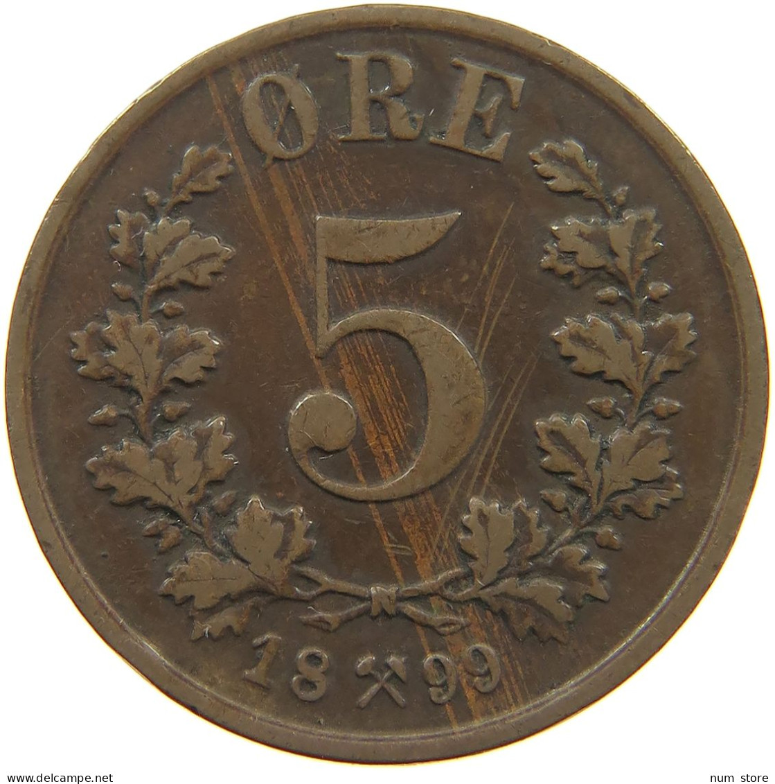 NORWAY 5 ÖRE 1899 Oscar II. (1872-1907) #a042 0037 - Norvège