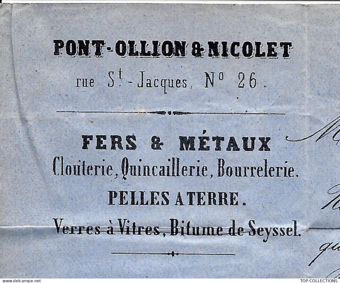 1861 ENTETE PONT OLLION & NICOLET Grenoble Isère  Fer Et Métaux => Gaston Marchand De Fer à Bourg D’Oisans V.HISTORIQUE - 1800 – 1899