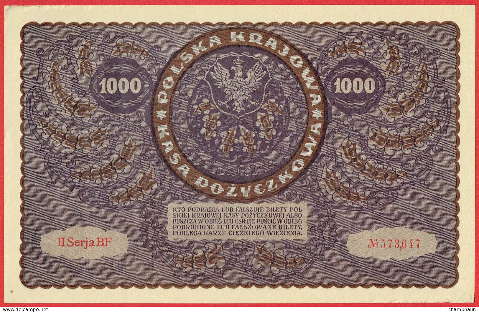 Pologne - Billet De 1000 Marek - Tadeusz Kosciuszko - 23 Août 1919 - P29 - Neuf - Pologne