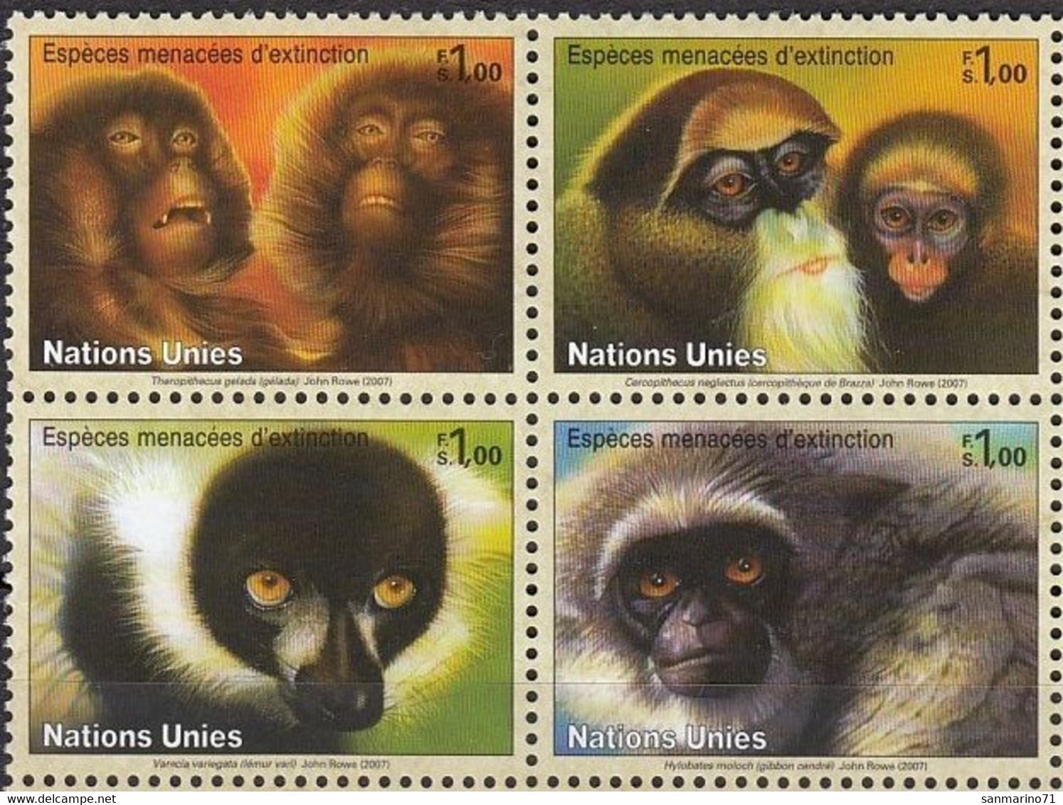 UNITED NATIONS Geneva 561-564,unused - Scimpanzé