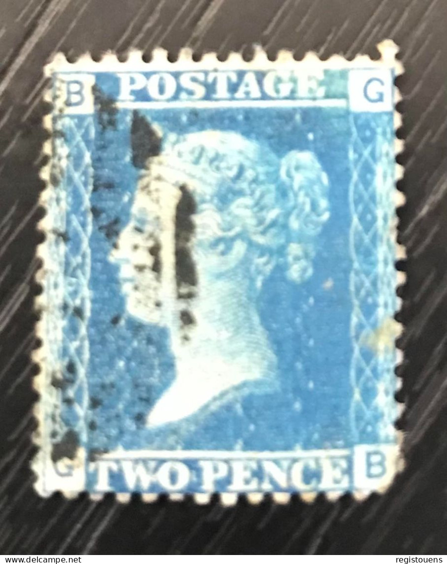 Timbre Oblitéré Grande Bretagne 1858 Two Pence Bleu Dentelé " Bg " - Usados