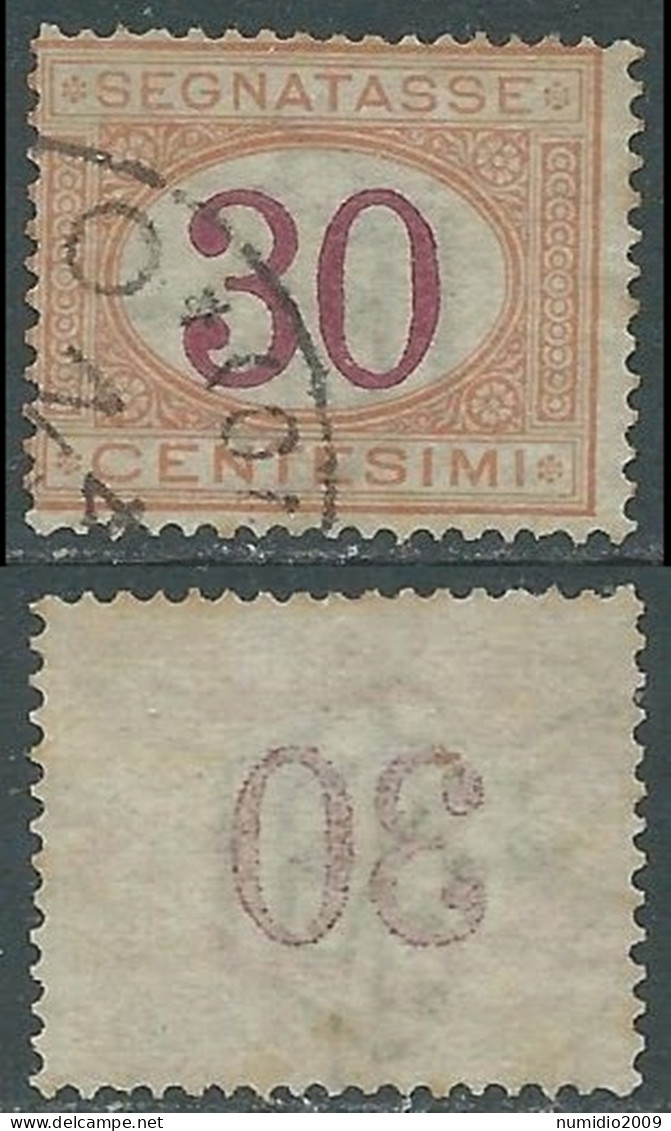 1890-94 REGNO SEGNATASSE USATO 30 CENT DECALCO - RC33 - Segnatasse