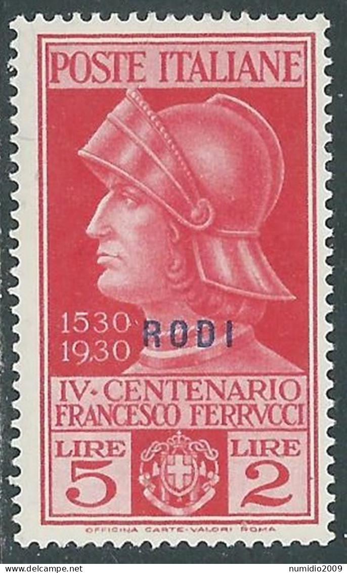 1930 EGEO RODI FERRUCCI 5 LIRE MH * - RC12-10 - Aegean (Rodi)