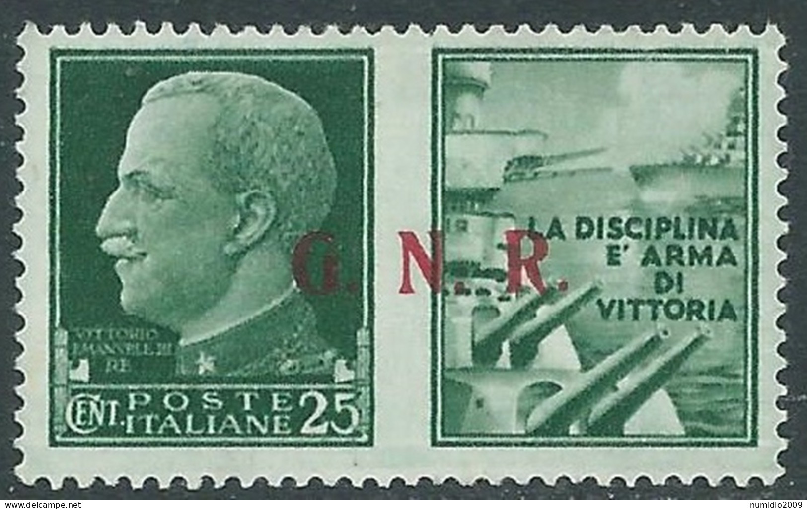 1944 RSI PROPAGANDA DI GUERRA GNR 25 CENT III TIPO MNH ** - RC13-5 - Oorlogspropaganda