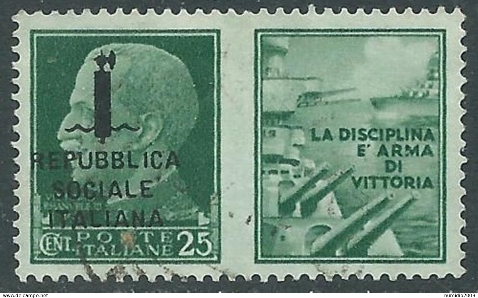 1944 RSI PROPAGANDA DI GUERRA USATO 25 CENT - RC13-5 - Oorlogspropaganda