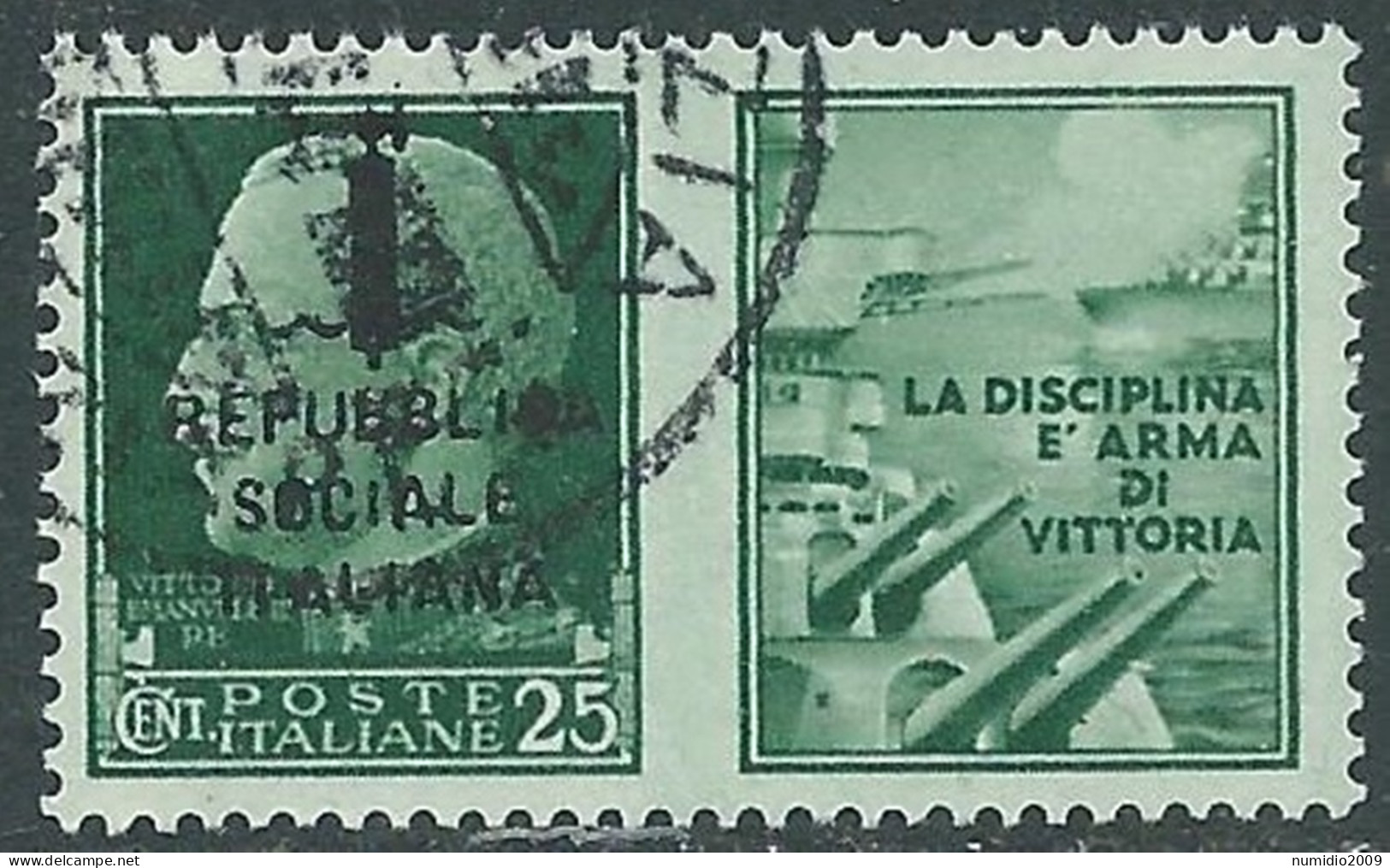 1944 RSI PROPAGANDA DI GUERRA USATO 25 CENT - RC13-7 - Oorlogspropaganda