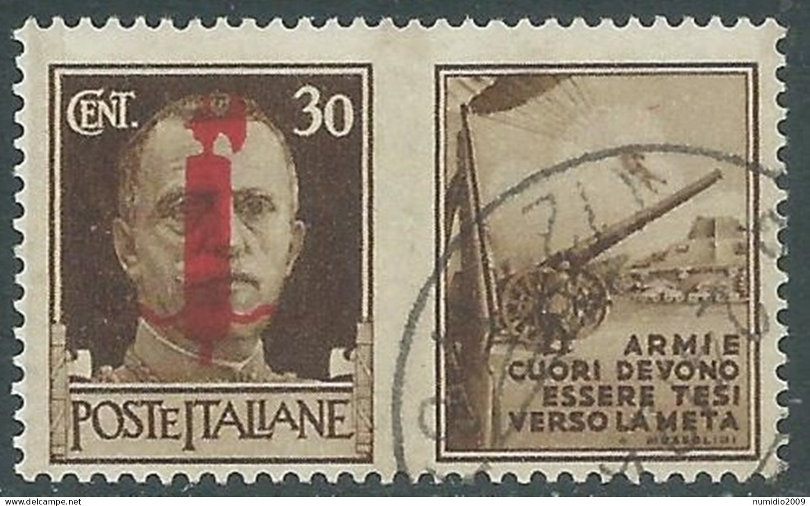 1944 RSI PROPAGANDA DI GUERRA USATO 30 CENT - RC13-6 - War Propaganda