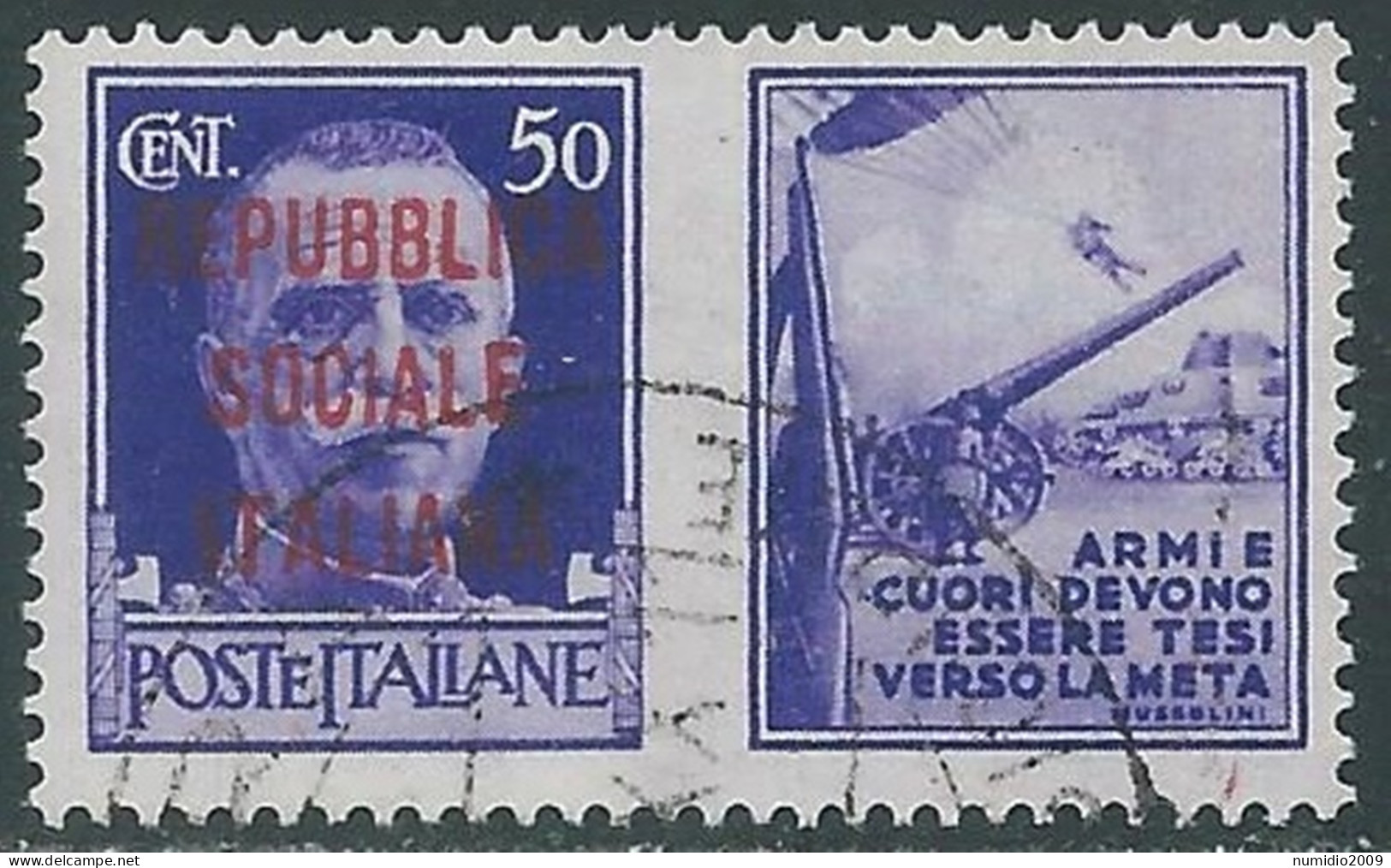 1944 RSI PROPAGANDA DI GUERRA USATO 50 CENT - RC14-6 - War Propaganda