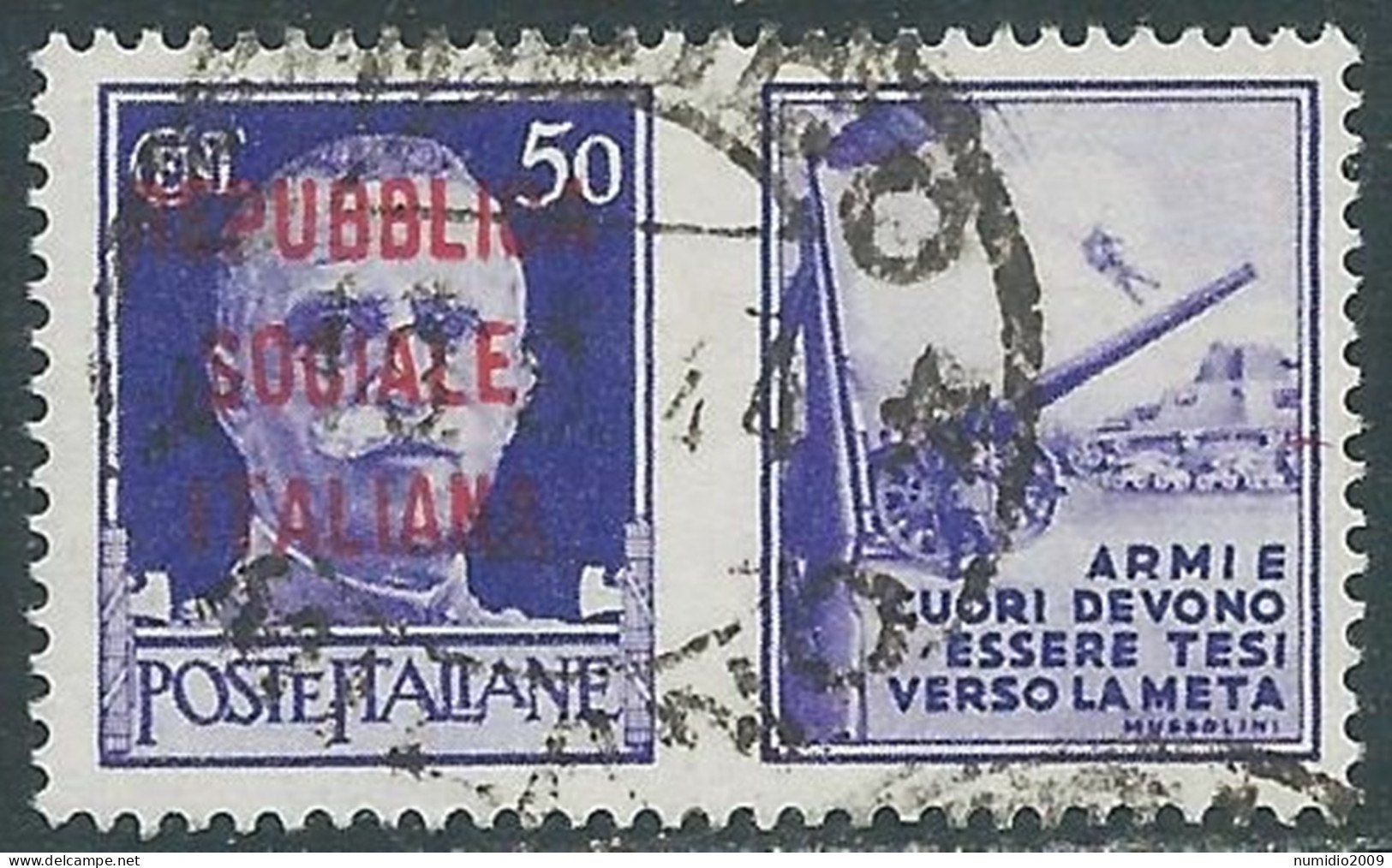 1944 RSI PROPAGANDA DI GUERRA USATO 50 CENT - RC14-7 - War Propaganda