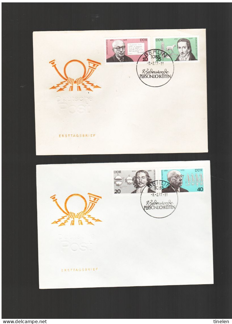 Ddr -germania Est -  1977 Fdc  BERHUMTE PERSONLICHKEITEN ( A. ZWEIG -O. VON GUERICKE -A.D.THAER - G. HERTZ)r - 1971-1980