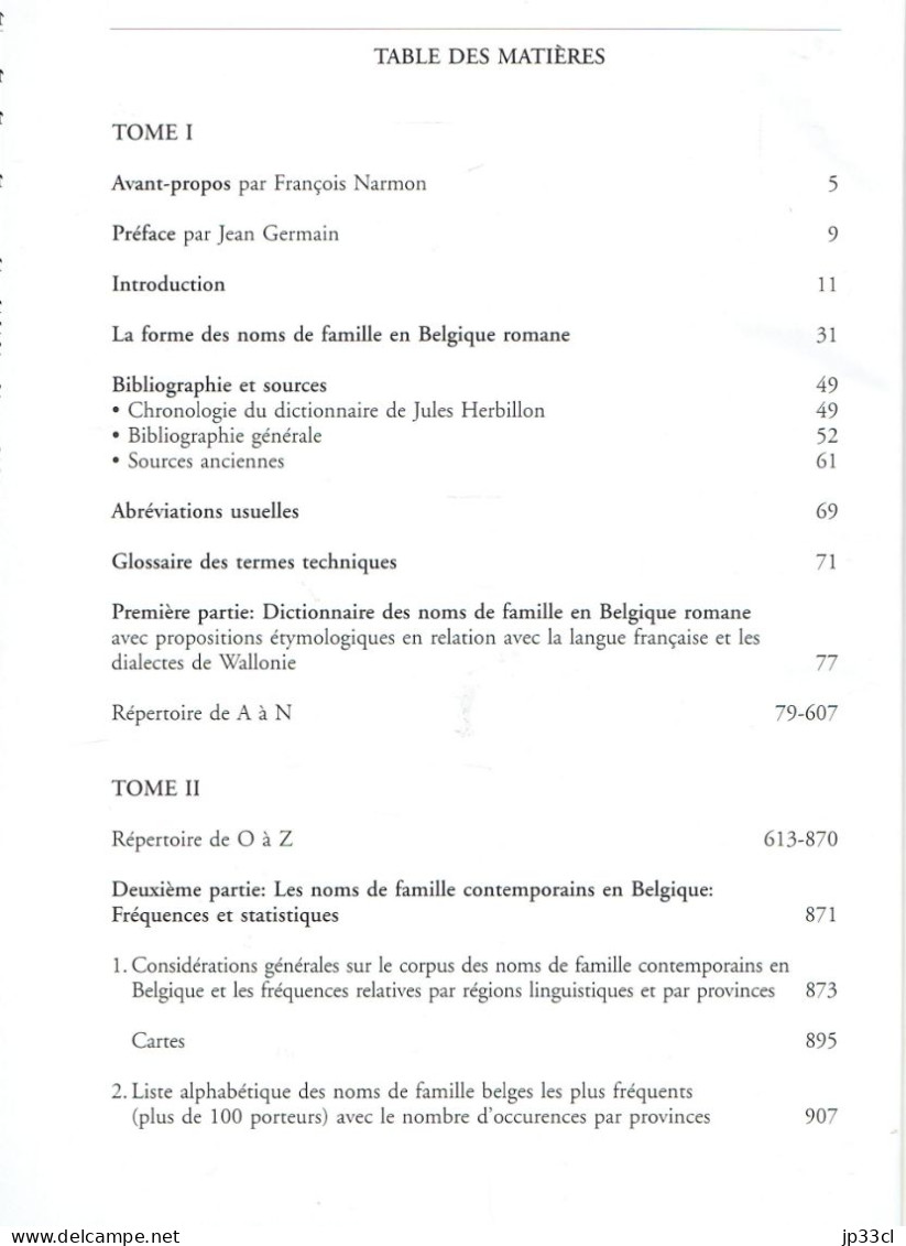 Dictionnaire Des Noms De Famille En Belgique Romane Et Dans Les Régions Limitrophes Par Jules Herbillon Et Jean Germain - Dictionnaires