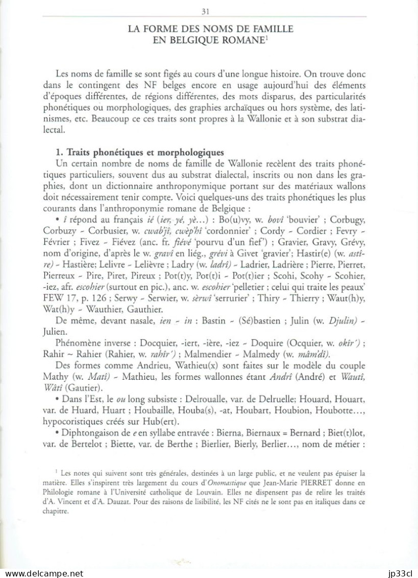 Dictionnaire des noms de famille en Belgique romane et dans les régions limitrophes par Jules Herbillon et Jean Germain