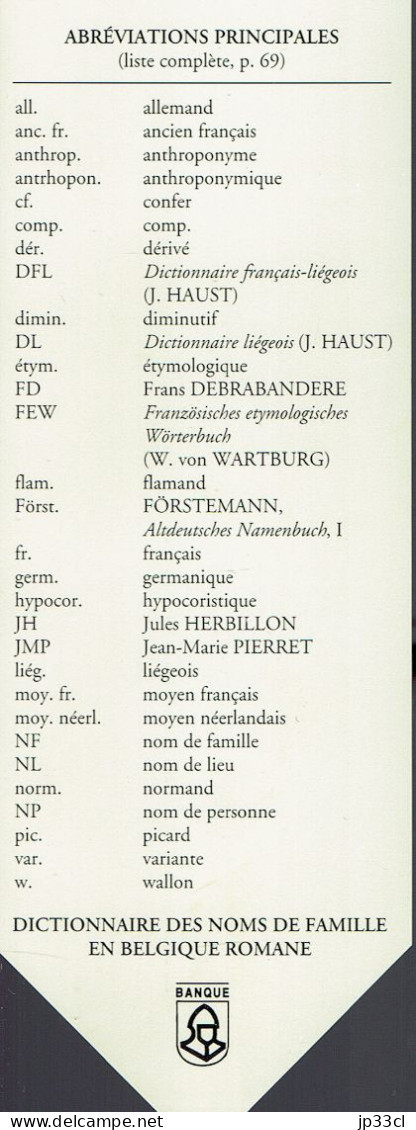 Dictionnaire des noms de famille en Belgique romane et dans les régions limitrophes par Jules Herbillon et Jean Germain