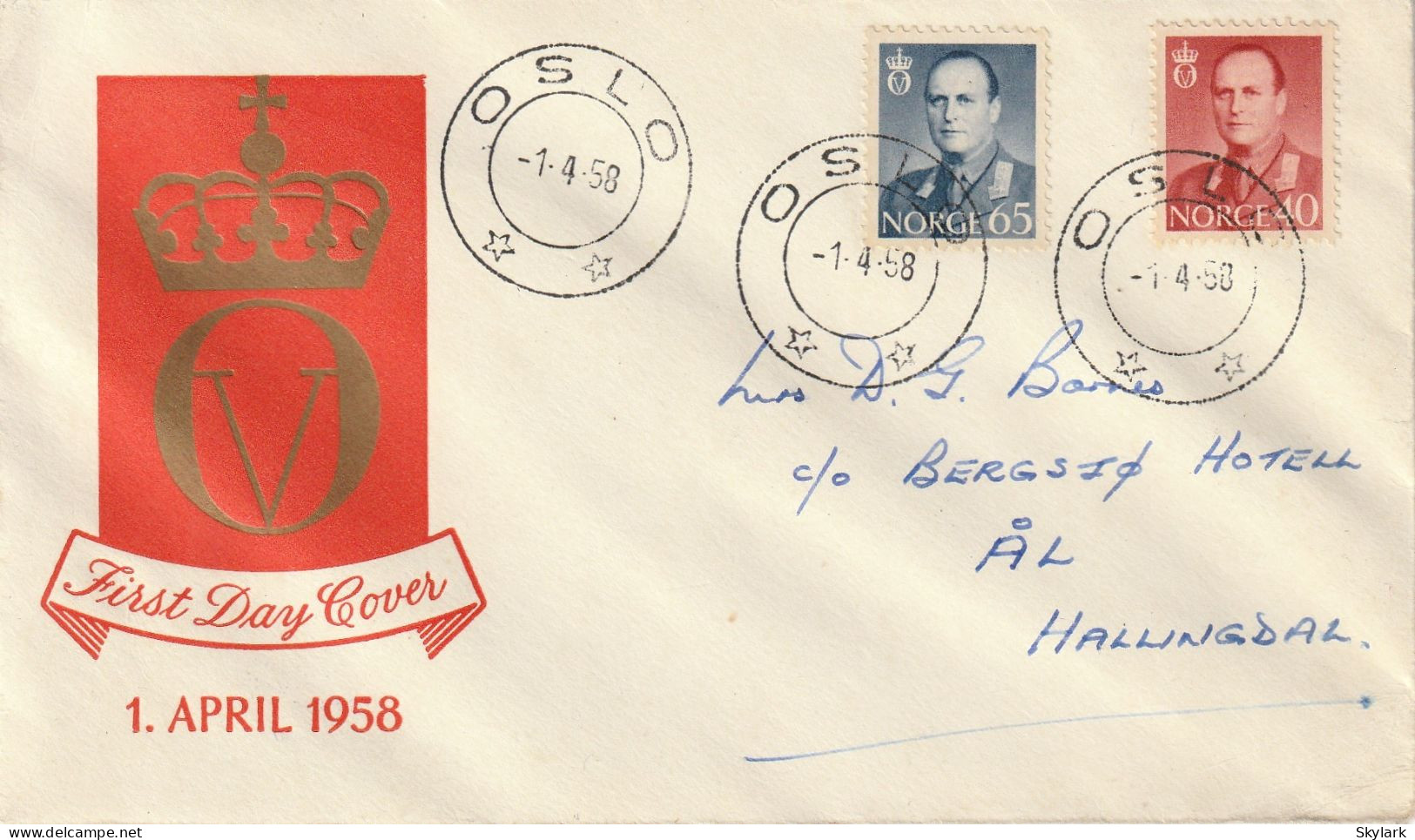 Norway 1958 First Day Cover SG NO475/481 #1 - Cartas & Documentos