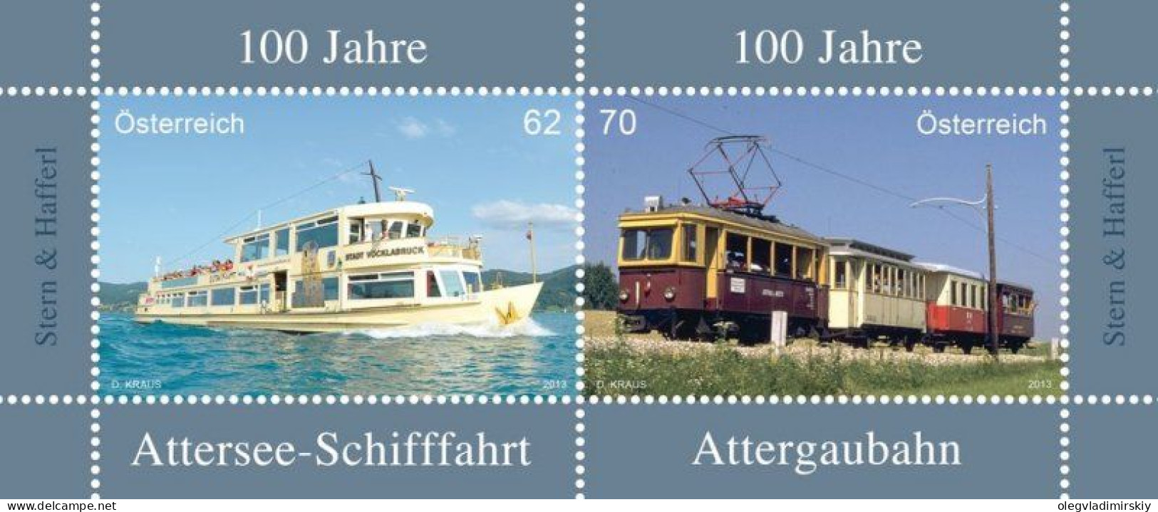 Austria Österreich L'Autriche 2013 Transport Company Stern And Hafferl 100 Ann Train Tram Ship Block MNH - Tranvie