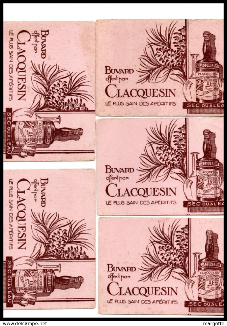 Buvard   " Clacquesin " Le Plus Sain Des Apéritifs ( 13 X 9 Cm )  Lot De 5 - Schnaps & Bier