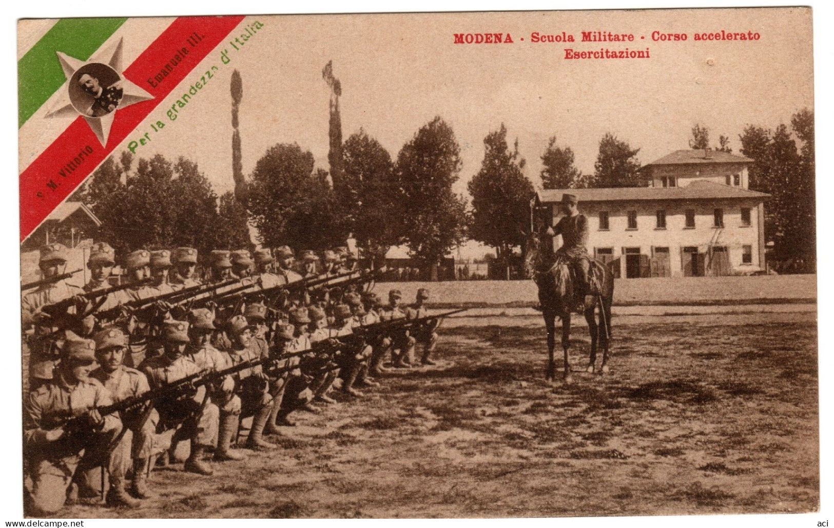 Italia  1908 Cartolina Scuola Militare Modena Nuova, - Oorlogspropaganda