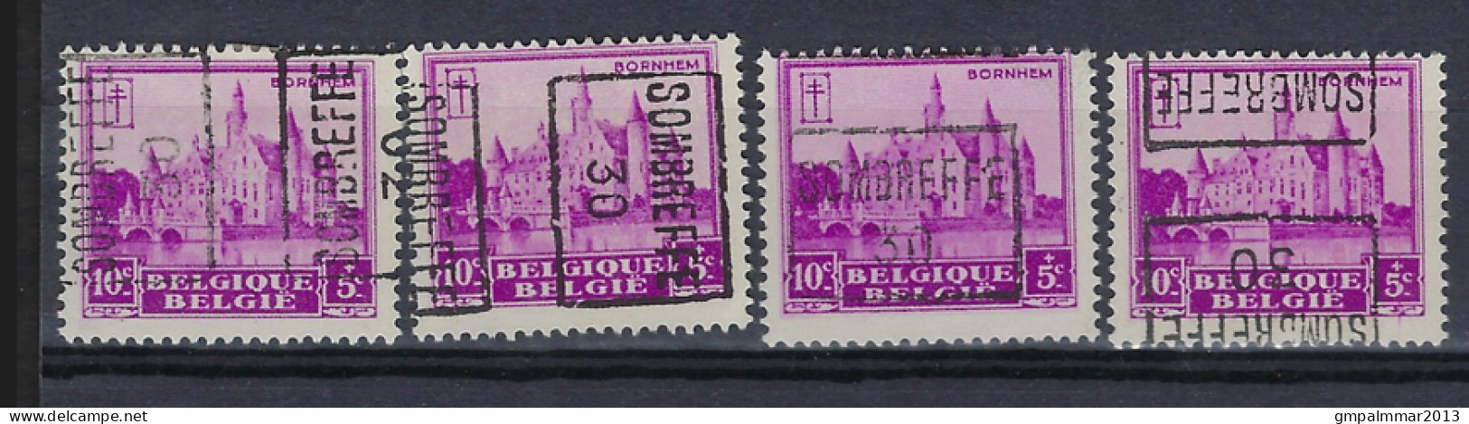 Nr. 308 Kasteel Bornem Voorafstempeling Nr. 5991 A B C En D SOMBREFFE 30 ; Staat Zie Scan ! LOT 353 - Roller Precancels 1930-..