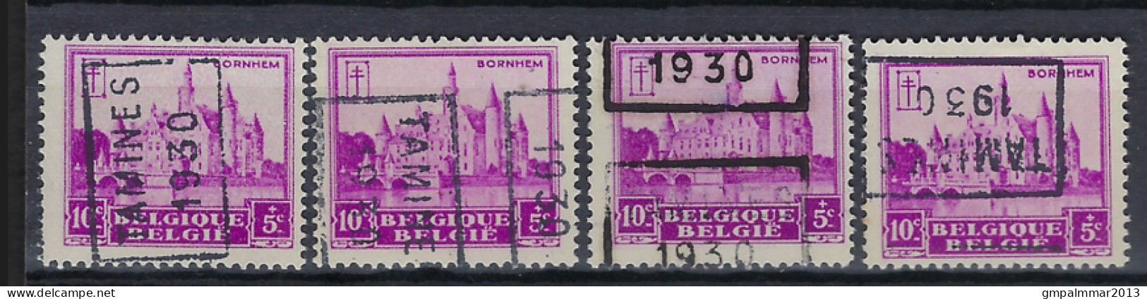 Nr. 308 Kasteel Bornem Voorafstempeling Nr. 5992 A B C En D TAMINES 1930 ; Staat Zie Scan ! LOT 353 - Roulettes 1930-..