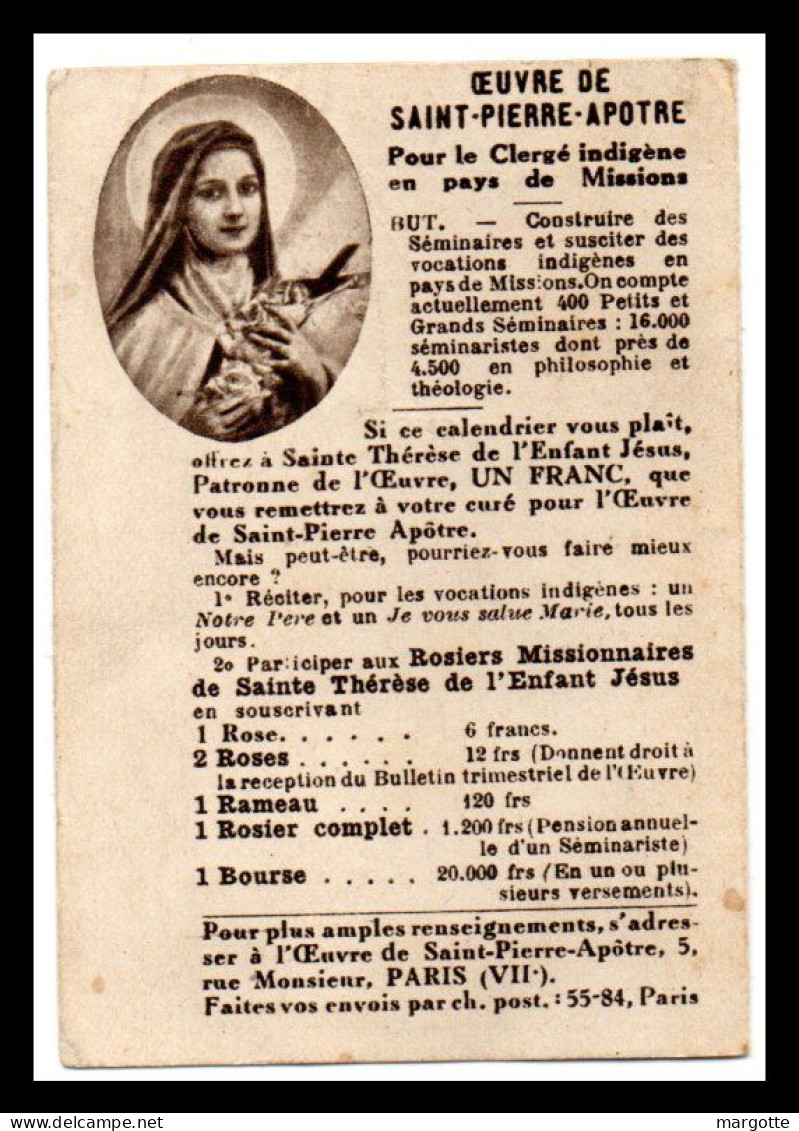 Calendrier De Poche 1936. Oeuvre De Saint-Pierre Apôtre. - Petit Format : 1921-40