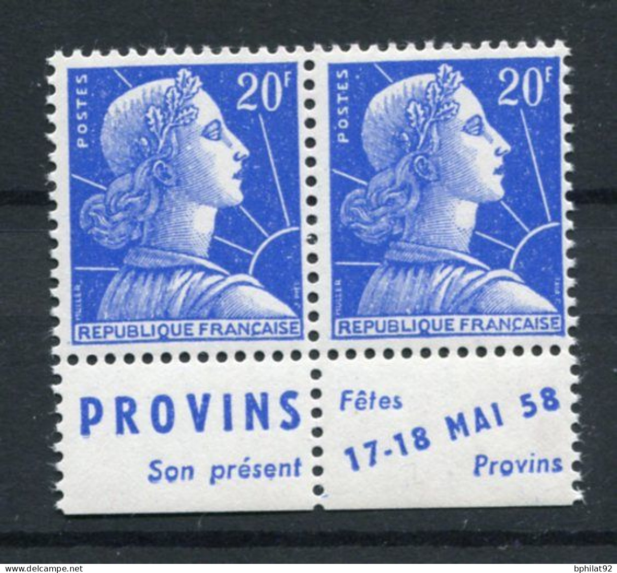 !!! 20 F MARIANNE DE MULLER TYPE I, PAIRE  AVEC PUBLICITES PROVINS NEUVE ** - Nuovi