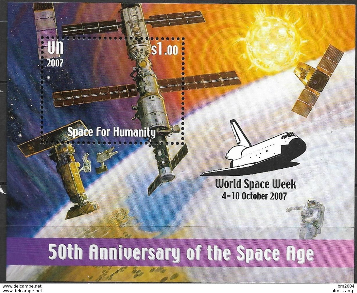 2007 UNO NEW YORK MI. Bl. 27I **MNH    World Space Week 4-10 October N2007 - Hojas Y Bloques