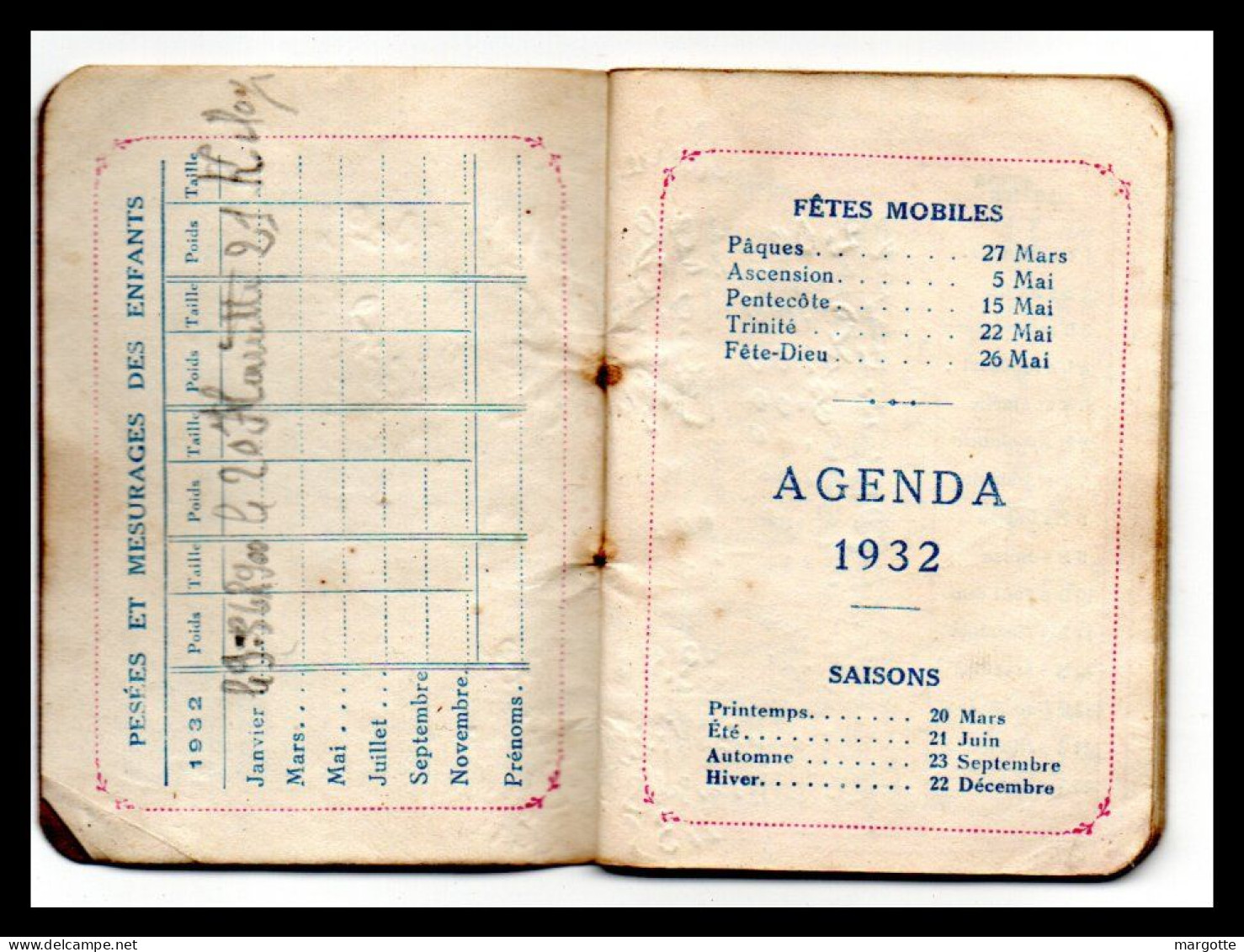 Petit Calendrier Agenda 1932 : Pub Sirop Deschiens  Format : 57*80 Mm - Petit Format : 1921-40