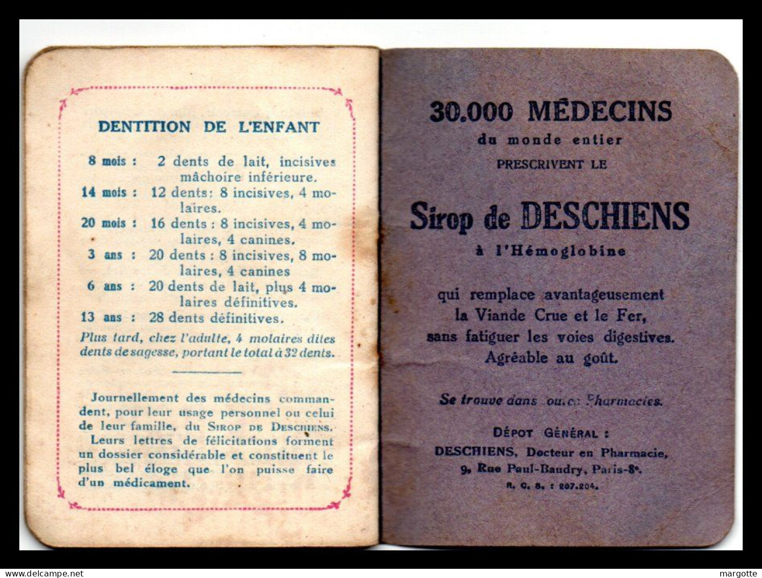 Petit Calendrier Agenda 1932 : Pub Sirop Deschiens  Format : 57*80 Mm - Petit Format : 1921-40