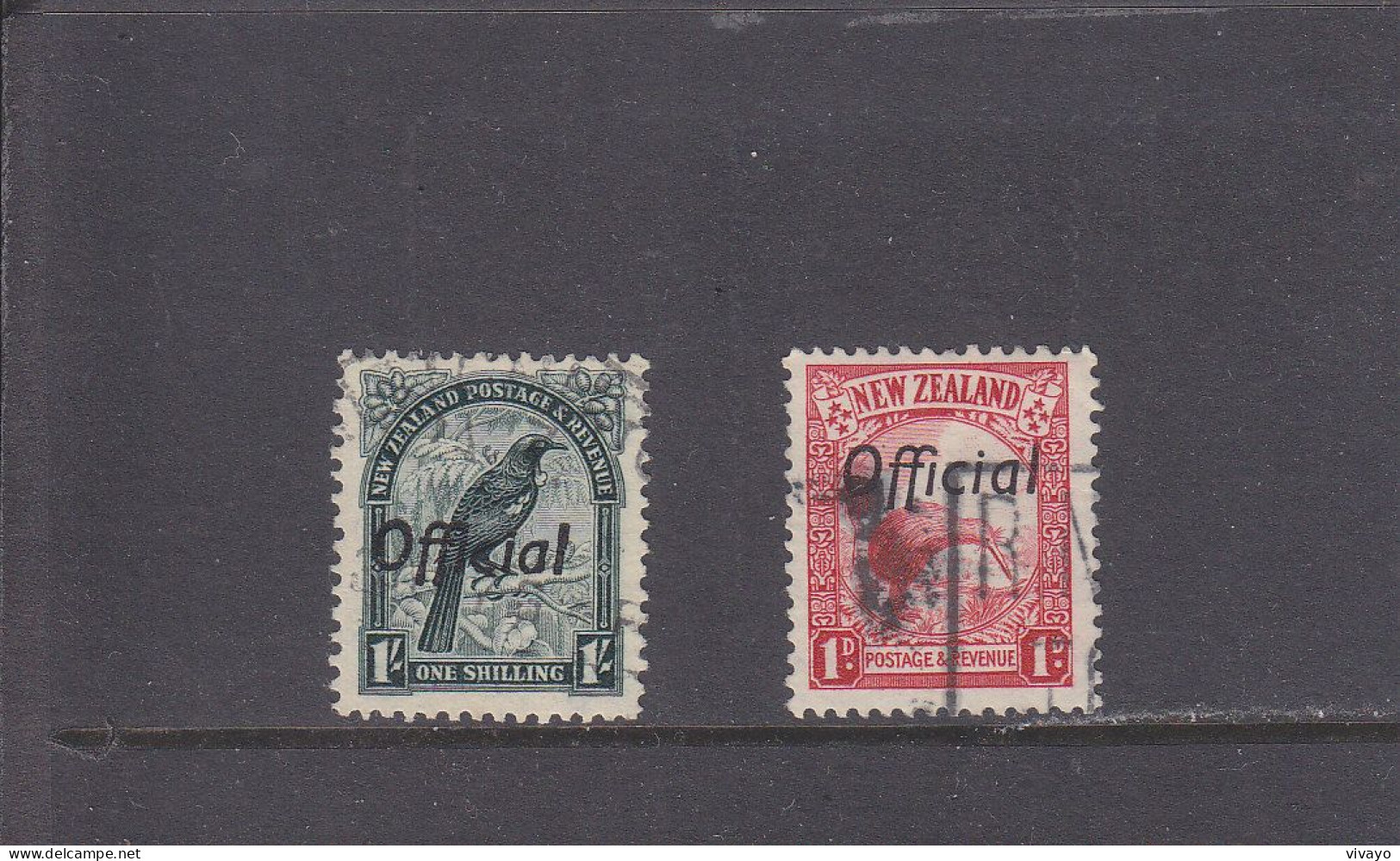 NEW ZEALAND - O / FINE CANCELLED - 1936/1937 - OFFICIAL STAMPS, TUI BIRD, KIWI - Yv. Srv. 70, 72 - Mi. Di. 38, 41 - Usati