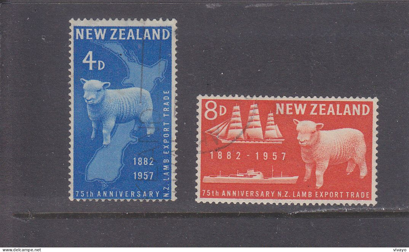NEW ZEALAND - O / FINE CANCELLED - 1957 - LAMB EXPORT - Yv. 359/360  - Mi. 368/369 - Used Stamps