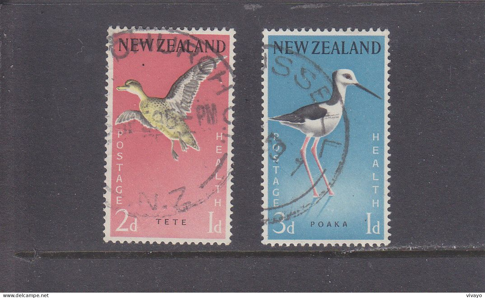 NEW ZEALAND - O / FINE CANCELLED - 1959 -  HEALTH  - TETE, POAKA BIRD - Yv. 379/80 - Mi. 386/7 - Usati