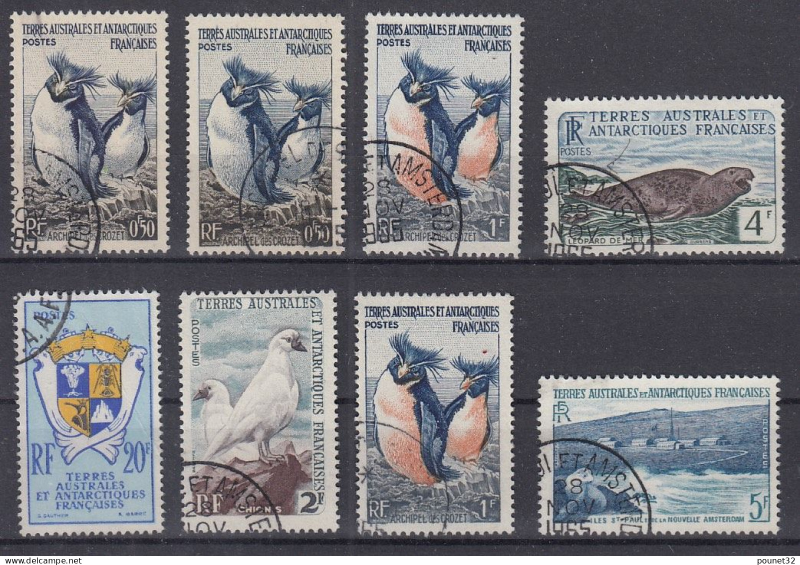 TAAF LOT DE TIMBRES ENTRE LES N° 2 & 15 AVEC OBLITERATIONS CHOISIES - Usados