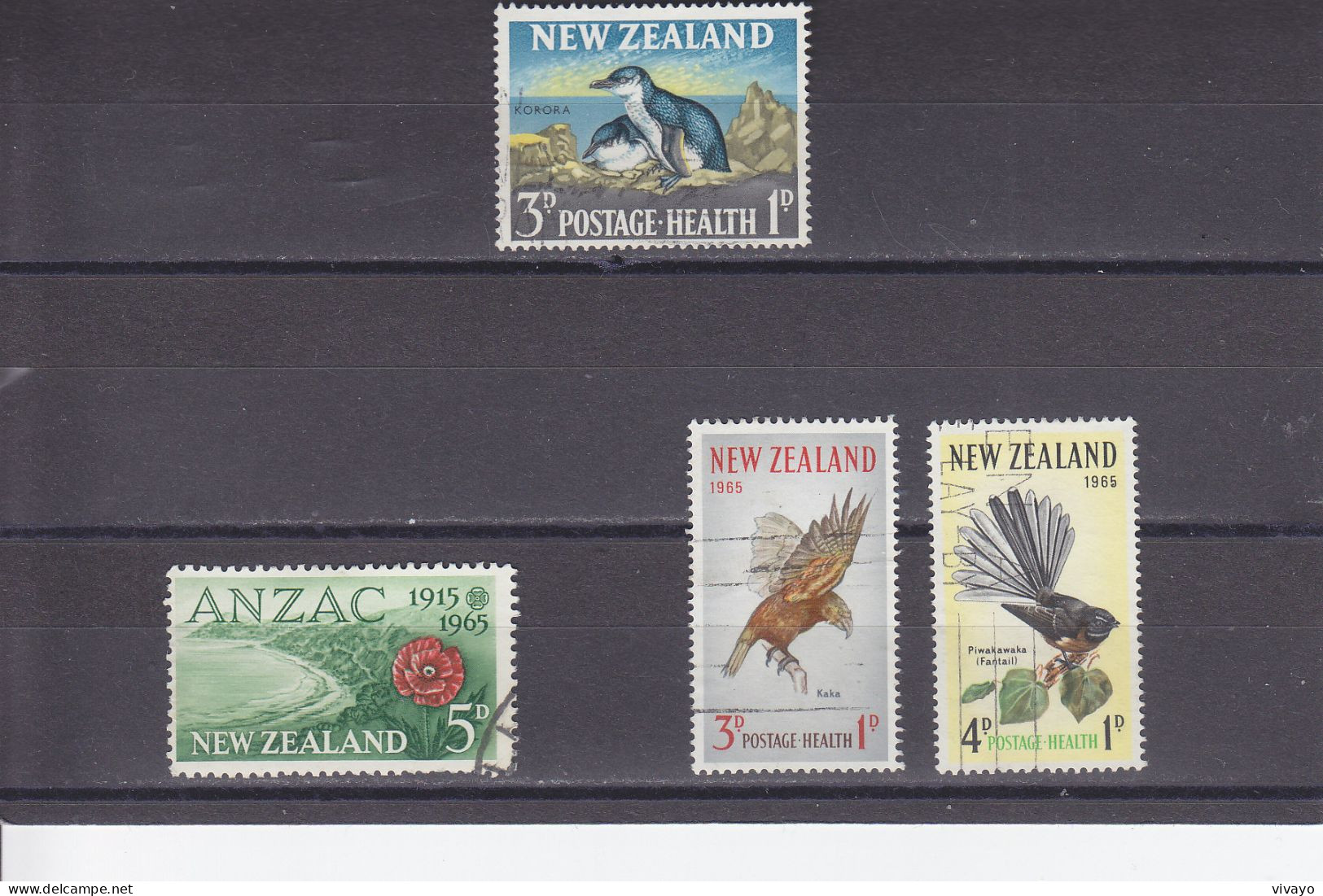 NEW ZEALAND - O / FINE CANCELLED - 1964/1965 - BIRDS, HEALTH, ANZAC - Yv. 422, 426, 430/1 - Mi. 434, 438, 442/3 - Usati