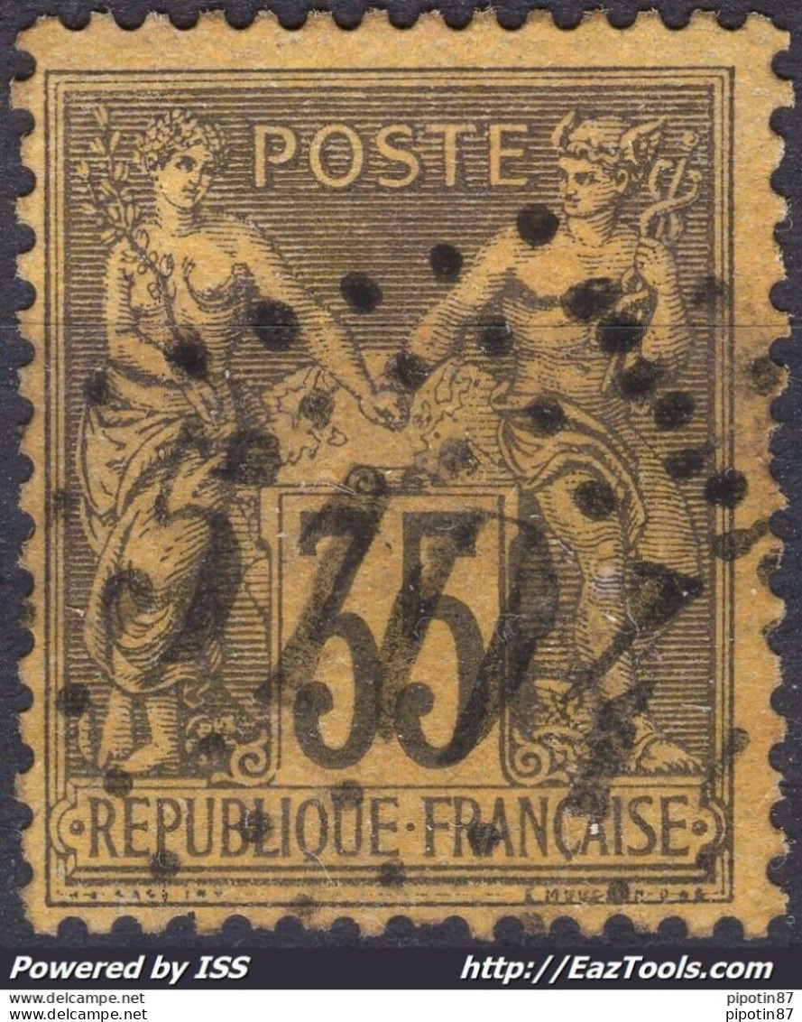 FRANCE SAGE 35c VIOLET NOIR N° 93 AVEC OBLITERATION GC 5104 SHANGHAI CHINE - 1876-1898 Sage (Tipo II)