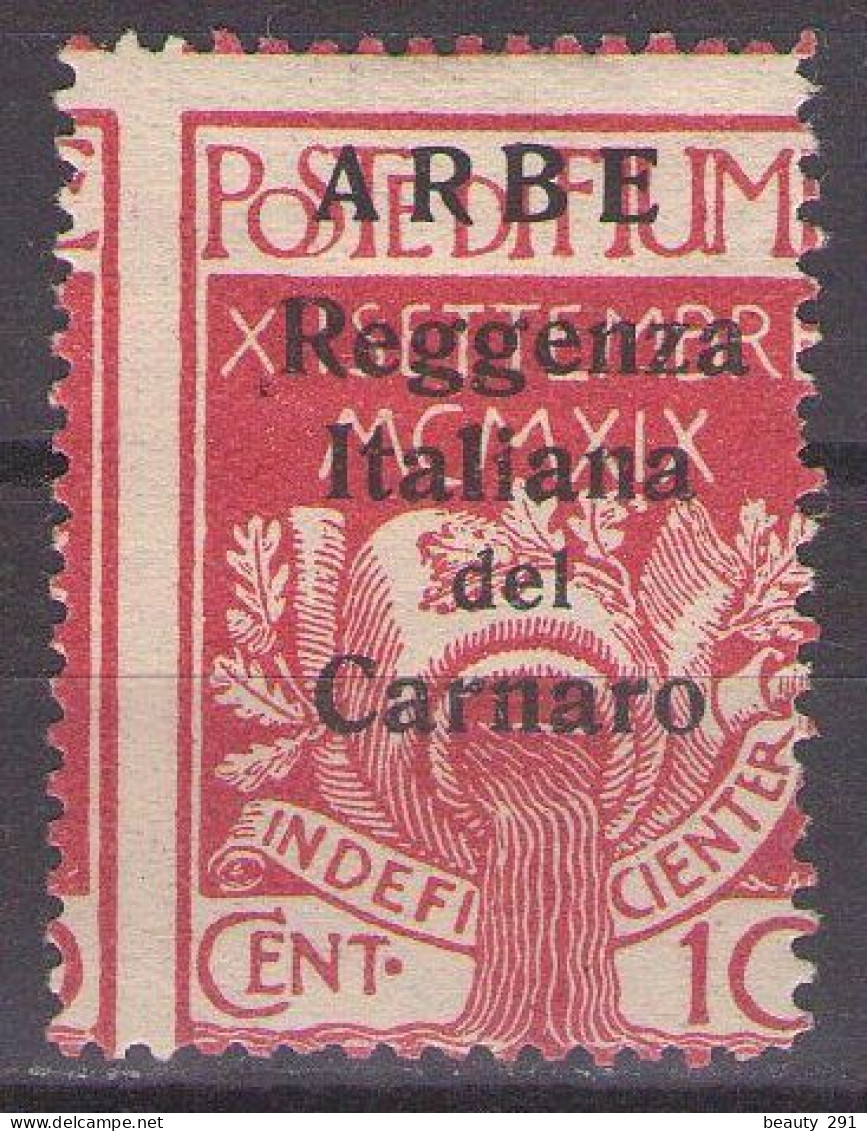 1920 ARBE REGGENZA DEL CARNARO II TIPO 10 CENT MH * - ORIGINAL - Arbe & Veglia