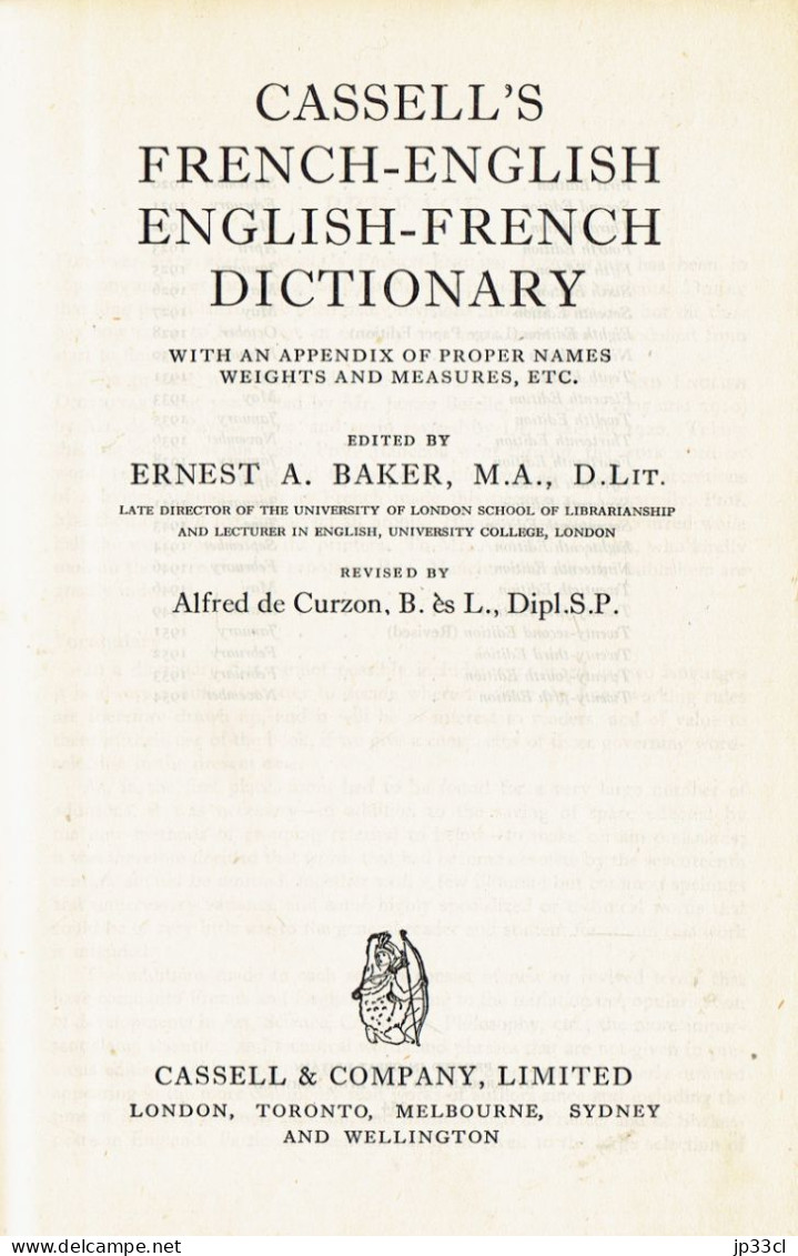 Cassell's French-English / English-French Dictionary (25th Edition, 1954) - Culture