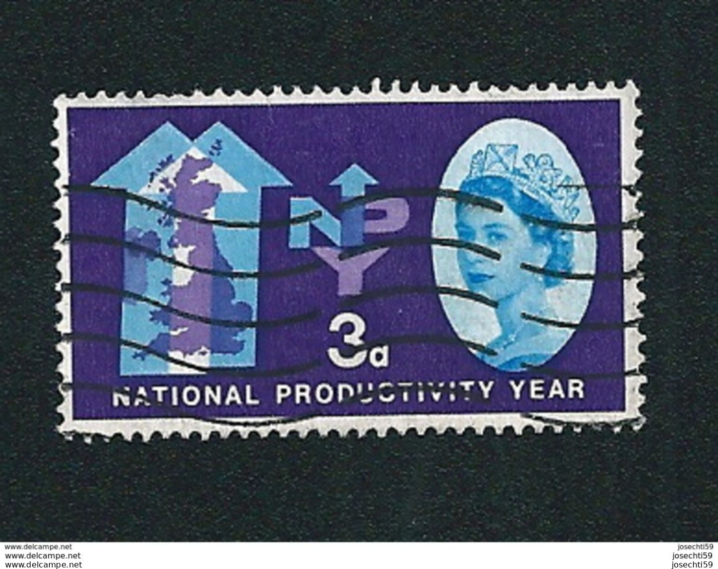N° 368  Elisabeth II  Timbre GRANDE BRETAGNE Année De La Productivité Nationale 3 Stamp Royaume Uni GB - Usati