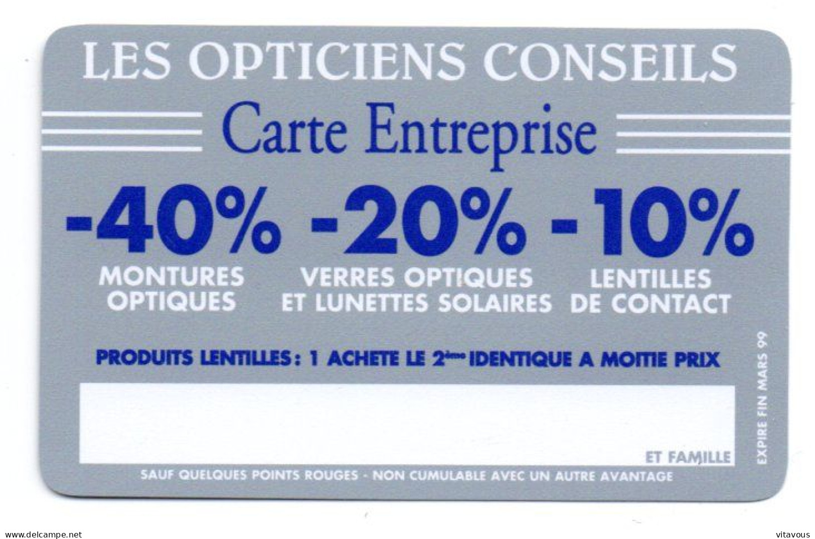 Carte Promotion Opticiens Conseils France Card  (salon 445) - Otros & Sin Clasificación