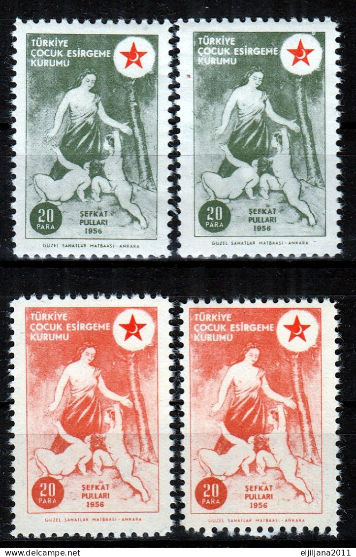 Action !! SALE !! 50 % OFF !! ⁕ Turkey 1956 ⁕ Mother With 2 Children / Charity Stamps / Children's Help ⁕ 4v MNH - Sellos De Beneficiencia