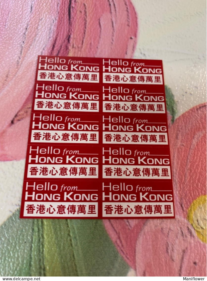 Labels From HK Government Official Greeting Promotion Of Tour After COVID-19 - Brieven En Documenten